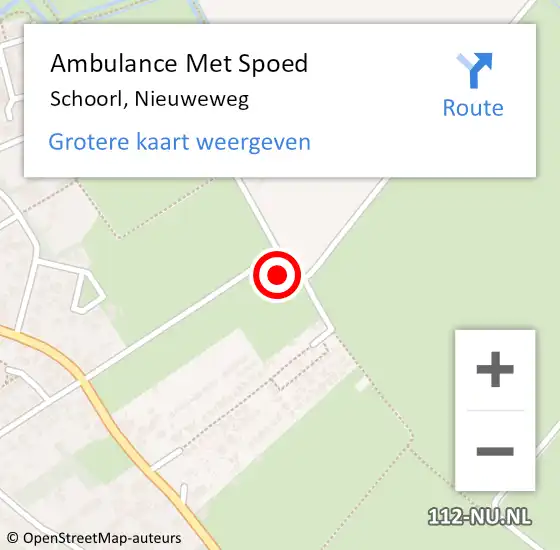 Locatie op kaart van de 112 melding: Ambulance Met Spoed Naar Schoorl, Nieuweweg op 3 januari 2022 19:59