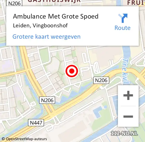Locatie op kaart van de 112 melding: Ambulance Met Grote Spoed Naar Leiden, Vingboonshof op 3 januari 2022 21:32