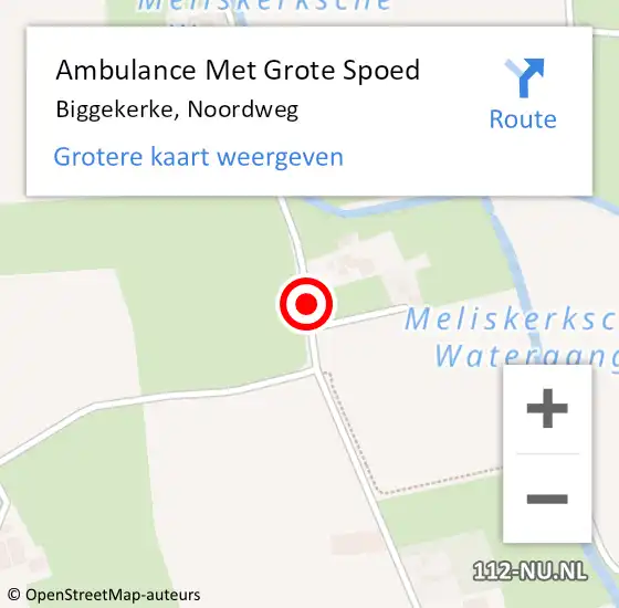 Locatie op kaart van de 112 melding: Ambulance Met Grote Spoed Naar Biggekerke, Noordweg op 4 juli 2014 10:54
