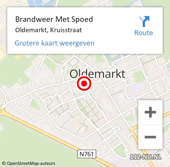 Locatie op kaart van de 112 melding: Brandweer Met Spoed Naar Oldemarkt, Kruisstraat op 4 januari 2022 10:47