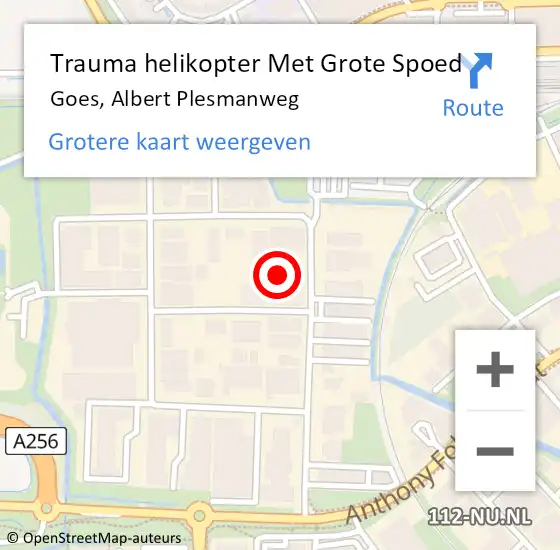 Locatie op kaart van de 112 melding: Trauma helikopter Met Grote Spoed Naar Goes, Albert Plesmanweg op 4 januari 2022 11:35