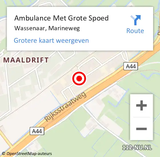 Locatie op kaart van de 112 melding: Ambulance Met Grote Spoed Naar Wassenaar, Marineweg op 4 januari 2022 14:16