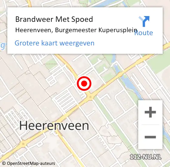 Locatie op kaart van de 112 melding: Brandweer Met Spoed Naar Heerenveen, Burgemeester Kuperusplein op 4 januari 2022 15:55
