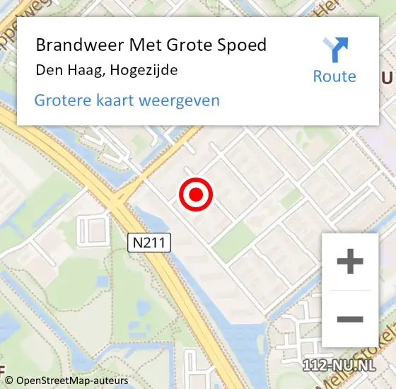Locatie op kaart van de 112 melding: Brandweer Met Grote Spoed Naar Den Haag, Hogezijde op 4 januari 2022 16:59