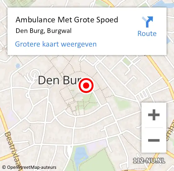 Locatie op kaart van de 112 melding: Ambulance Met Grote Spoed Naar Den Burg, Burgwal op 4 januari 2022 20:52