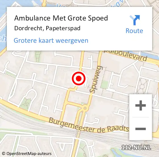 Locatie op kaart van de 112 melding: Ambulance Met Grote Spoed Naar Dordrecht, Papeterspad op 5 januari 2022 11:56