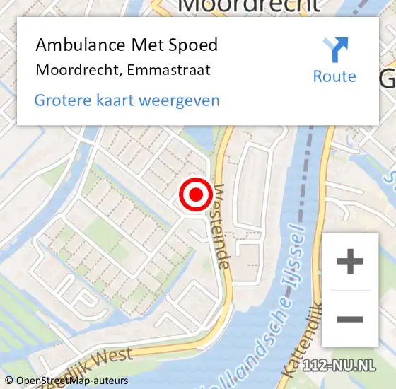 Locatie op kaart van de 112 melding: Ambulance Met Spoed Naar Moordrecht, Emmastraat op 5 januari 2022 12:43