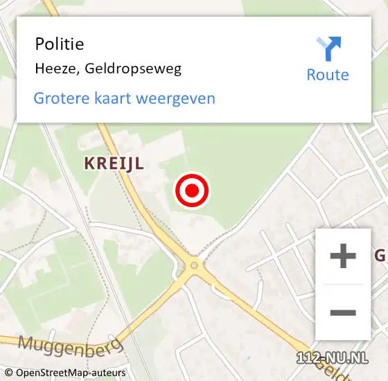 Locatie op kaart van de 112 melding: Politie Heeze, Geldropseweg op 5 januari 2022 13:53