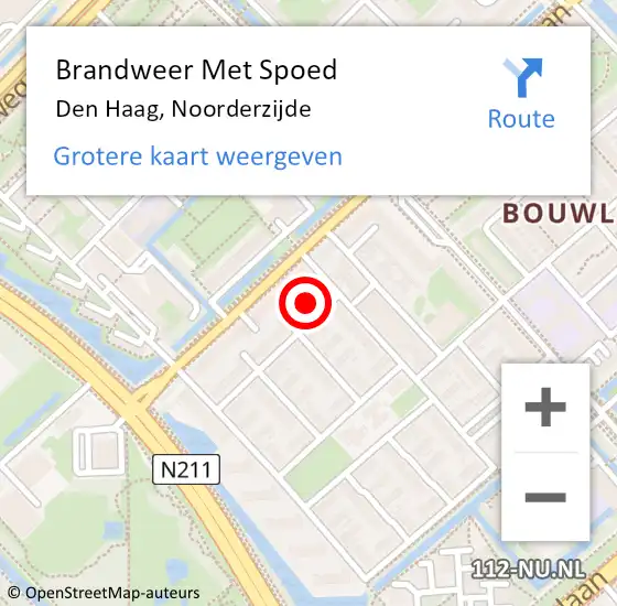 Locatie op kaart van de 112 melding: Brandweer Met Spoed Naar Den Haag, Noorderzijde op 5 januari 2022 15:44
