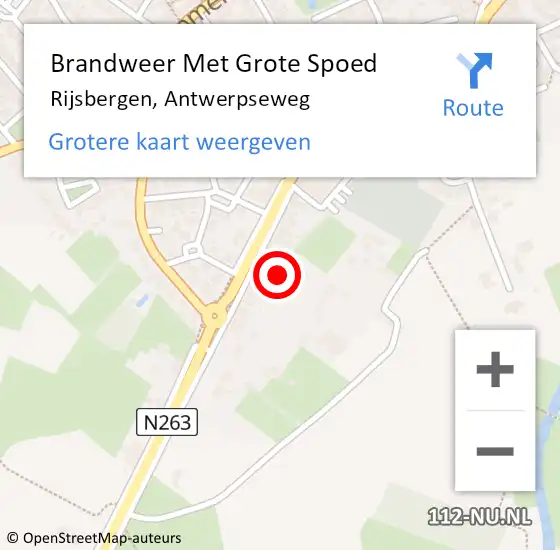 Locatie op kaart van de 112 melding: Brandweer Met Grote Spoed Naar Rijsbergen, Antwerpseweg op 5 januari 2022 16:02
