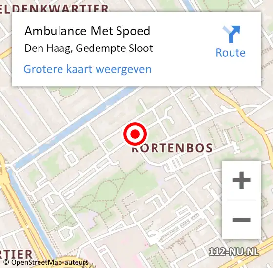 Locatie op kaart van de 112 melding: Ambulance Met Spoed Naar Den Haag, Gedempte Sloot op 5 januari 2022 18:24