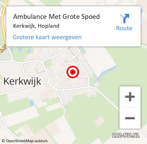 Locatie op kaart van de 112 melding: Ambulance Met Grote Spoed Naar Kerkwijk, Hopland op 5 januari 2022 21:23