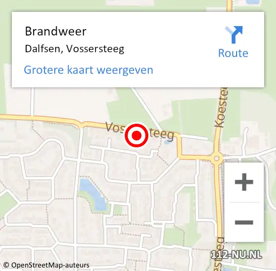 Locatie op kaart van de 112 melding: Brandweer Dalfsen, Vossersteeg op 5 januari 2022 21:41