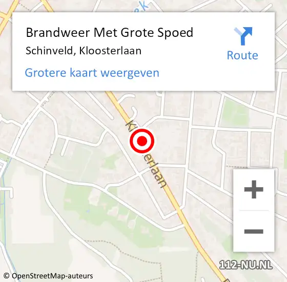 Locatie op kaart van de 112 melding: Brandweer Met Grote Spoed Naar Schinveld, Kloosterlaan op 5 januari 2022 22:45