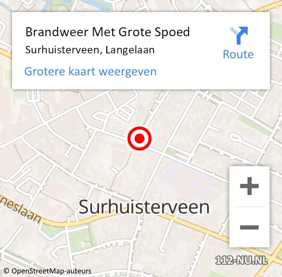 Locatie op kaart van de 112 melding: Brandweer Met Grote Spoed Naar Surhuisterveen, Langelaan op 6 januari 2022 08:51