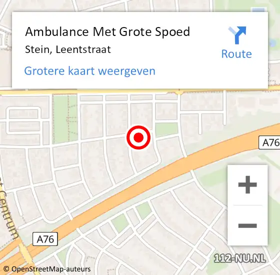 Locatie op kaart van de 112 melding: Ambulance Met Grote Spoed Naar Stein, Leentstraat op 7 oktober 2013 10:38