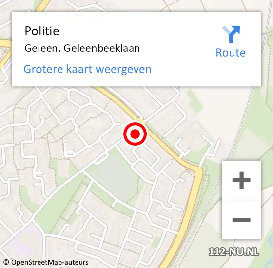 Locatie op kaart van de 112 melding: Politie Geleen, Geleenbeeklaan op 6 januari 2022 10:38