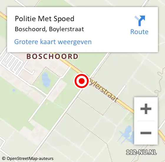 Locatie op kaart van de 112 melding: Politie Met Spoed Naar Boschoord, Boylerstraat op 6 januari 2022 10:55