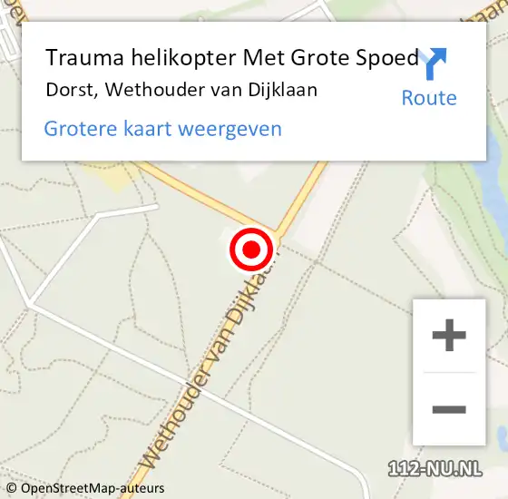 Locatie op kaart van de 112 melding: Trauma helikopter Met Grote Spoed Naar Dorst, Wethouder van Dijklaan op 6 januari 2022 15:09
