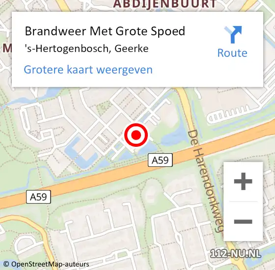 Locatie op kaart van de 112 melding: Brandweer Met Grote Spoed Naar 's-Hertogenbosch, Geerke op 6 januari 2022 16:20