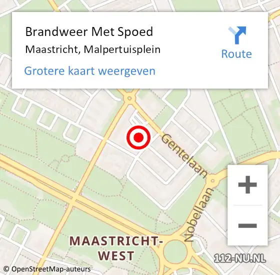 Locatie op kaart van de 112 melding: Brandweer Met Spoed Naar Maastricht, Malpertuisplein op 6 januari 2022 18:03