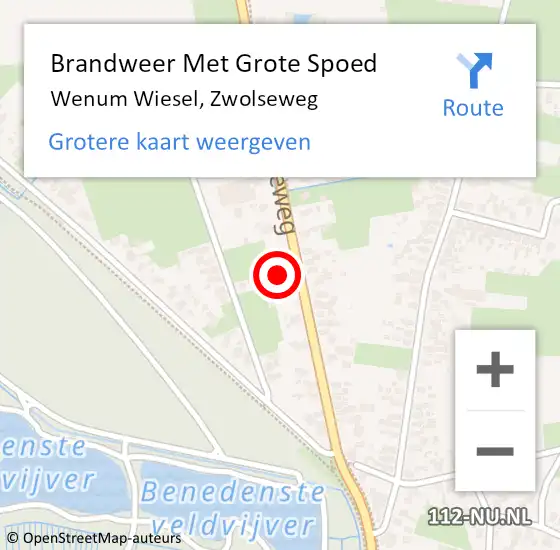 Locatie op kaart van de 112 melding: Brandweer Met Grote Spoed Naar Wenum Wiesel, Zwolseweg op 6 januari 2022 18:04
