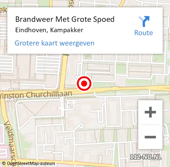 Locatie op kaart van de 112 melding: Brandweer Met Grote Spoed Naar Eindhoven, Kampakker op 6 januari 2022 20:13