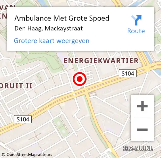 Locatie op kaart van de 112 melding: Ambulance Met Grote Spoed Naar Den Haag, Mackaystraat op 4 juli 2014 15:03