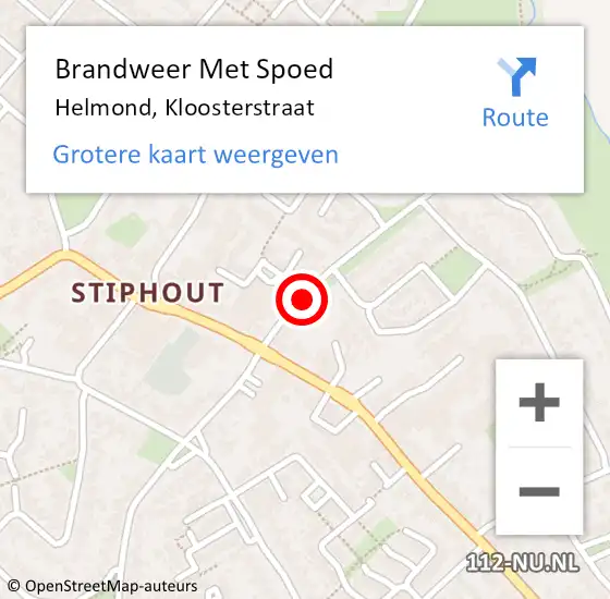 Locatie op kaart van de 112 melding: Brandweer Met Spoed Naar Helmond, Kloosterstraat op 7 januari 2022 00:06
