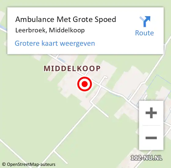 Locatie op kaart van de 112 melding: Ambulance Met Grote Spoed Naar Leerbroek, Middelkoop op 7 januari 2022 05:56