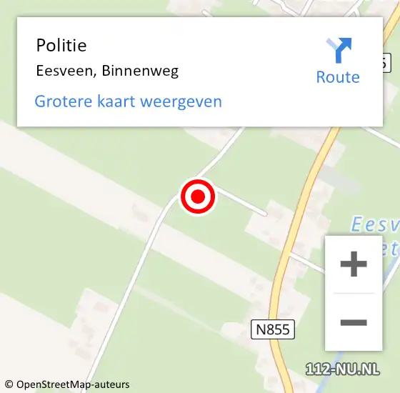 Locatie op kaart van de 112 melding: Politie Eesveen, Binnenweg op 7 januari 2022 08:01