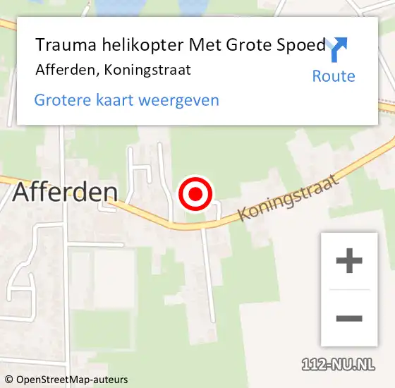 Locatie op kaart van de 112 melding: Trauma helikopter Met Grote Spoed Naar Afferden, Koningstraat op 7 januari 2022 10:58