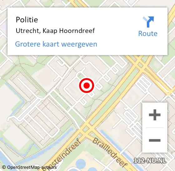 Locatie op kaart van de 112 melding: Politie Utrecht, Kaap Hoorndreef op 7 januari 2022 11:22