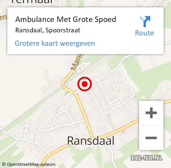Locatie op kaart van de 112 melding: Ambulance Met Grote Spoed Naar Ransdaal, Spoorstraat op 7 oktober 2013 10:47