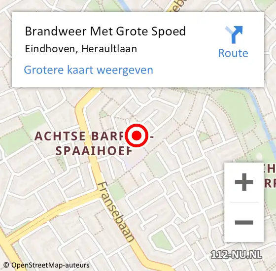 Locatie op kaart van de 112 melding: Brandweer Met Grote Spoed Naar Eindhoven, Heraultlaan op 7 januari 2022 12:34