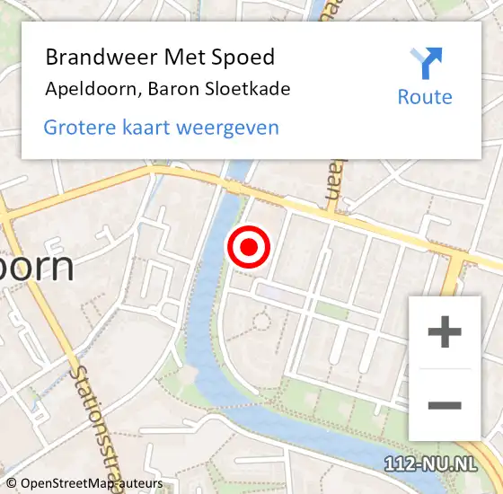 Locatie op kaart van de 112 melding: Brandweer Met Spoed Naar Apeldoorn, Baron Sloetkade op 7 januari 2022 13:39