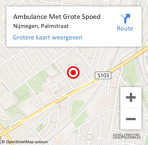 Locatie op kaart van de 112 melding: Ambulance Met Grote Spoed Naar Nijmegen, Palmstraat op 7 januari 2022 14:38