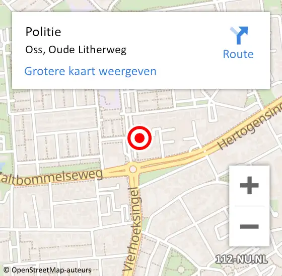 Locatie op kaart van de 112 melding: Politie Oss, Oude Litherweg op 7 januari 2022 18:07