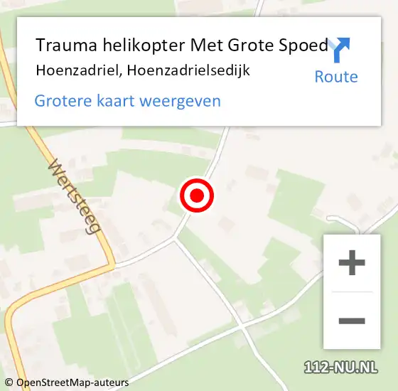 Locatie op kaart van de 112 melding: Trauma helikopter Met Grote Spoed Naar Hoenzadriel, Hoenzadrielsedijk op 7 januari 2022 21:56