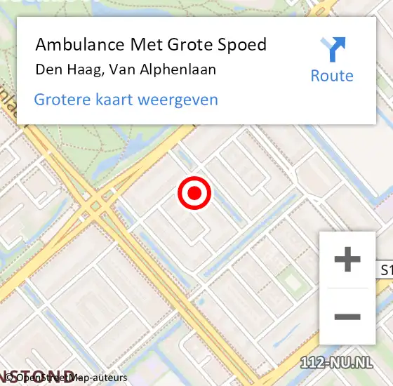 Locatie op kaart van de 112 melding: Ambulance Met Grote Spoed Naar Den Haag, Van Alphenlaan op 7 januari 2022 22:13
