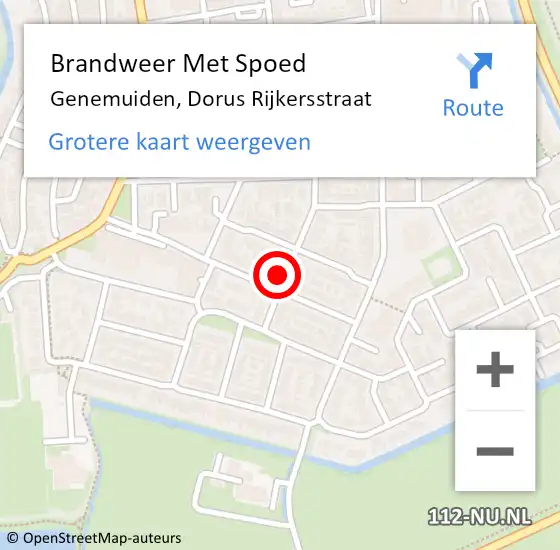Locatie op kaart van de 112 melding: Brandweer Met Spoed Naar Genemuiden, Dorus Rijkersstraat op 7 januari 2022 22:31