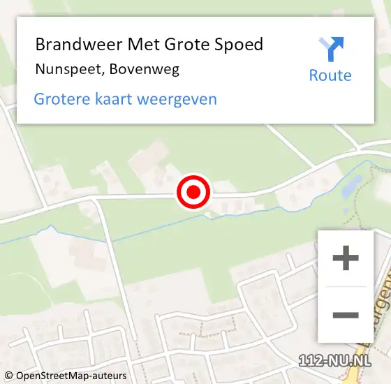 Locatie op kaart van de 112 melding: Brandweer Met Grote Spoed Naar Nunspeet, Bovenweg op 7 januari 2022 22:36