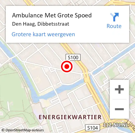 Locatie op kaart van de 112 melding: Ambulance Met Grote Spoed Naar Den Haag, Dibbetsstraat op 8 januari 2022 00:12