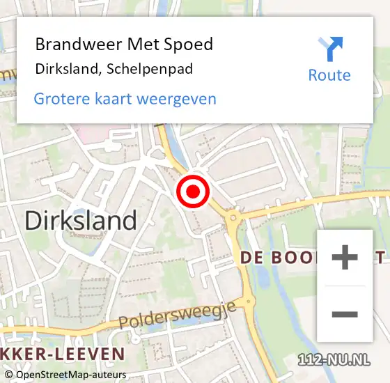 Locatie op kaart van de 112 melding: Brandweer Met Spoed Naar Dirksland, Schelpenpad op 8 januari 2022 04:22