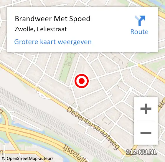 Locatie op kaart van de 112 melding: Brandweer Met Spoed Naar Zwolle, Leliestraat op 8 januari 2022 09:22