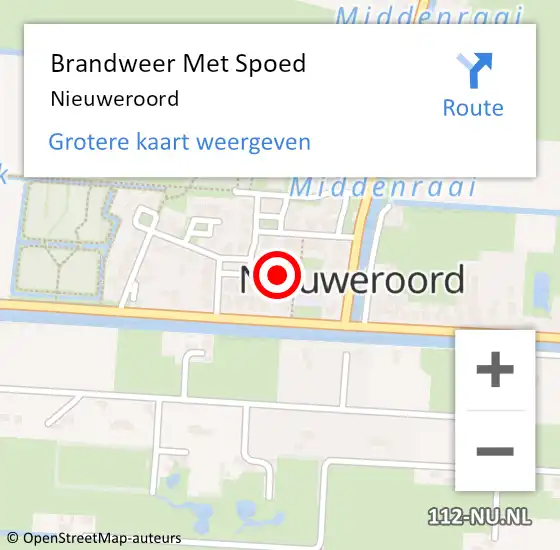 Locatie op kaart van de 112 melding: Brandweer Met Spoed Naar Nieuweroord op 8 januari 2022 10:14