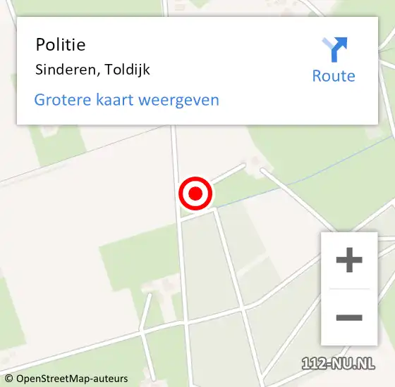 Locatie op kaart van de 112 melding: Politie Sinderen, Toldijk op 8 januari 2022 12:32