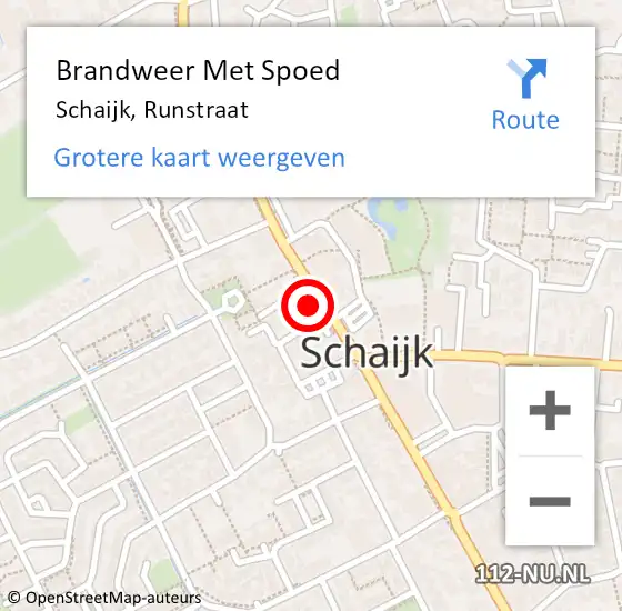 Locatie op kaart van de 112 melding: Brandweer Met Spoed Naar Schaijk, Runstraat op 8 januari 2022 14:29