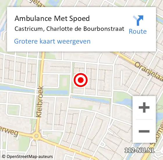 Locatie op kaart van de 112 melding: Ambulance Met Spoed Naar Castricum, Charlotte de Bourbonstraat op 8 januari 2022 15:43