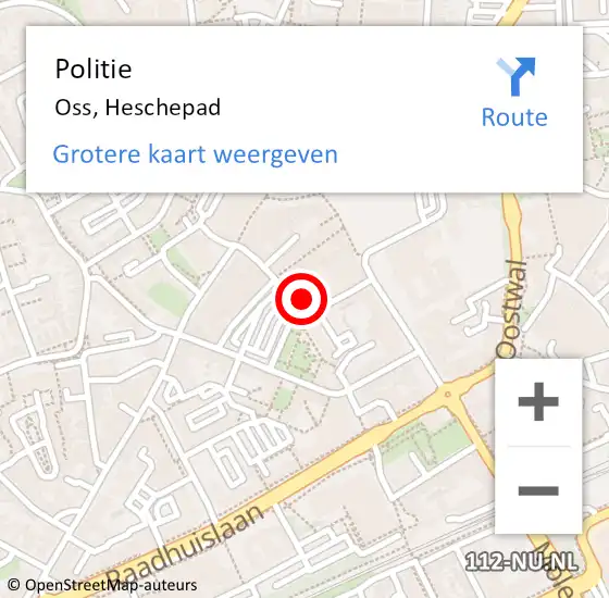 Locatie op kaart van de 112 melding: Politie Oss, Heschepad op 8 januari 2022 16:14